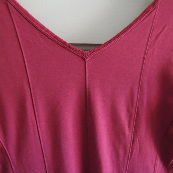 Anthropologie Dark Pink Stretchy Seamed 3/4 Sleeve Mini Dress M/S - Picture 11 of 11